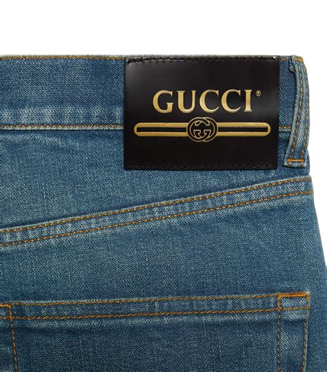 pantaloni gucci blu loghi rossi|Gucci Jeans .